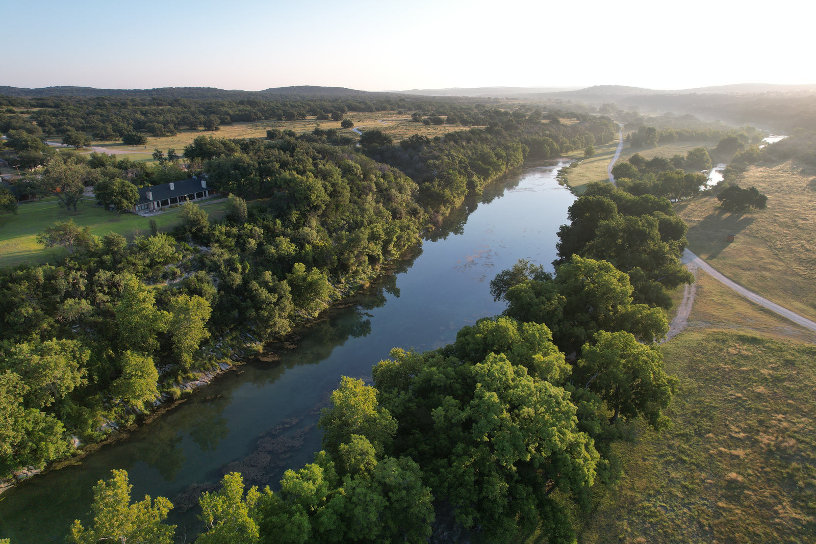 Aerial reference photograph of the river valley at 700 Springs Ranch